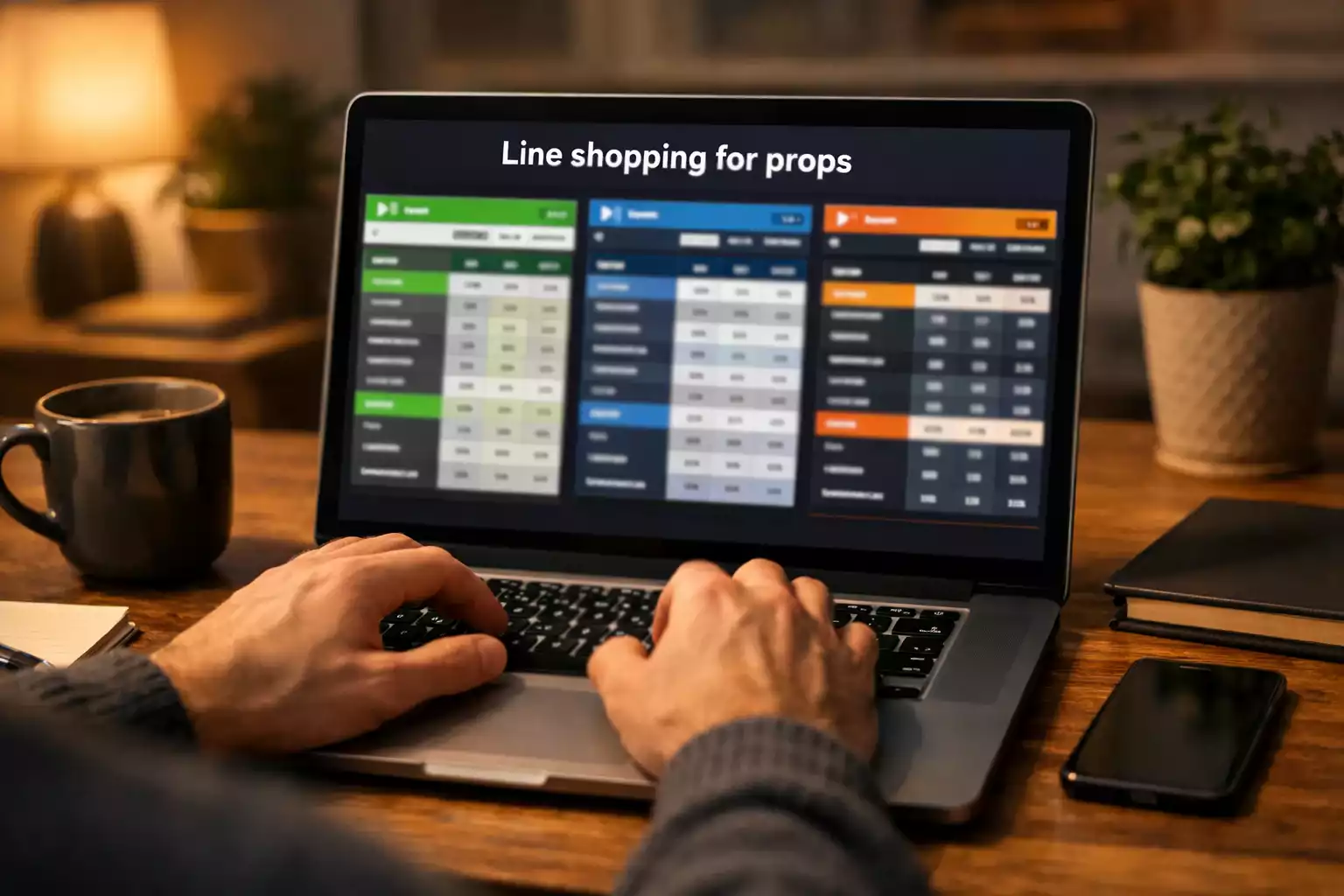 Bettor comparing odds on laptop with multiple browser tabs open