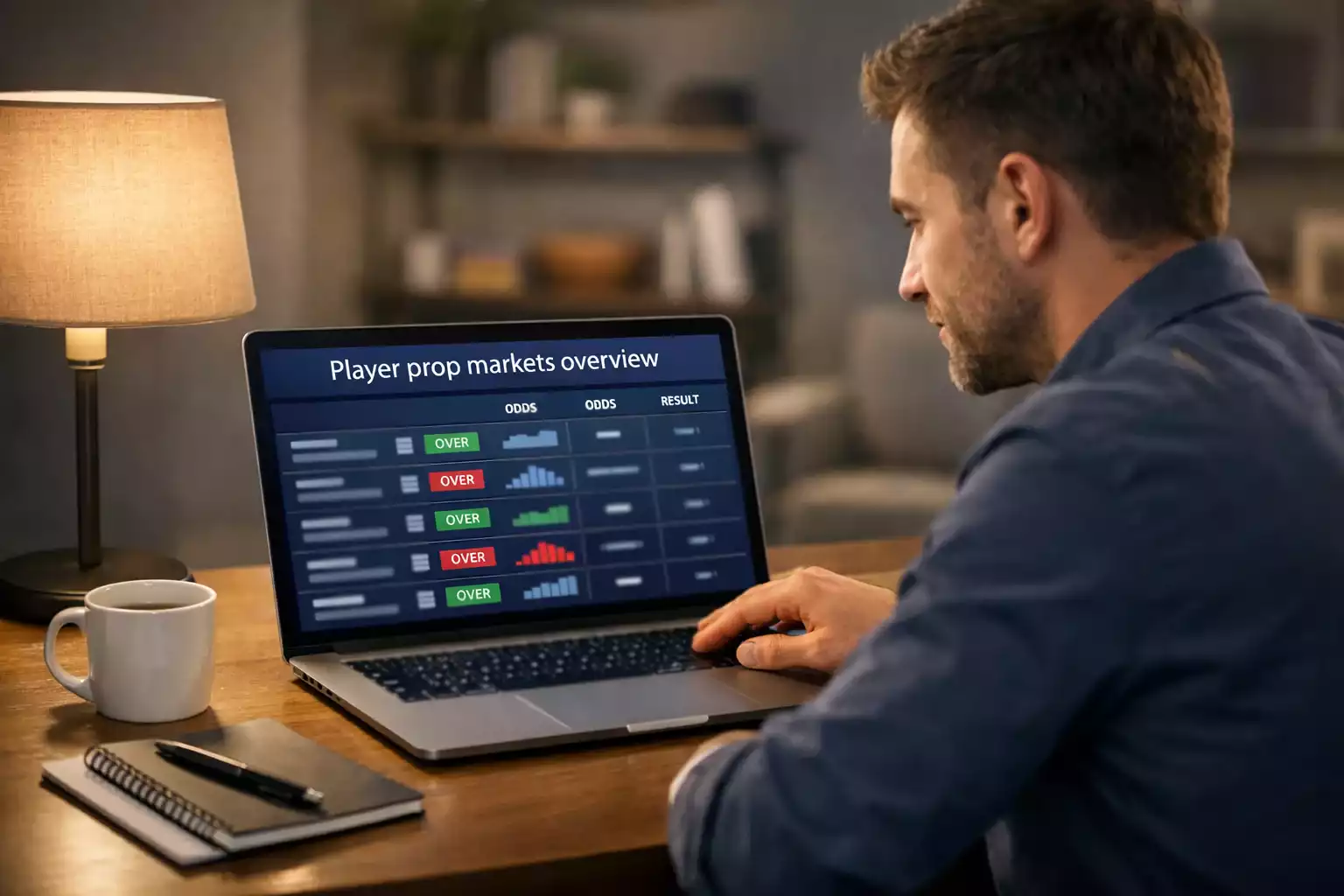 Sports analyst reviewing NBA betting lines on laptop screen